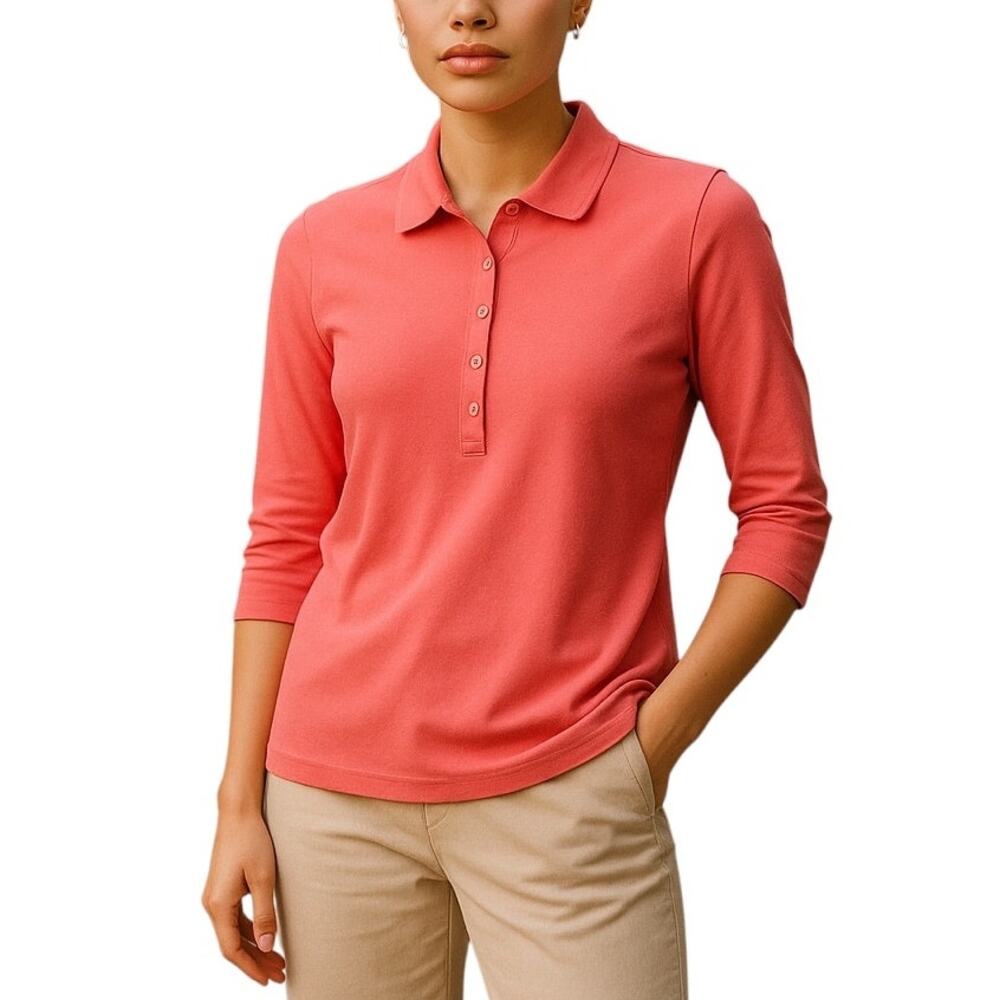 Eddie Bauer Long Sleeve Button Placket Pink Top